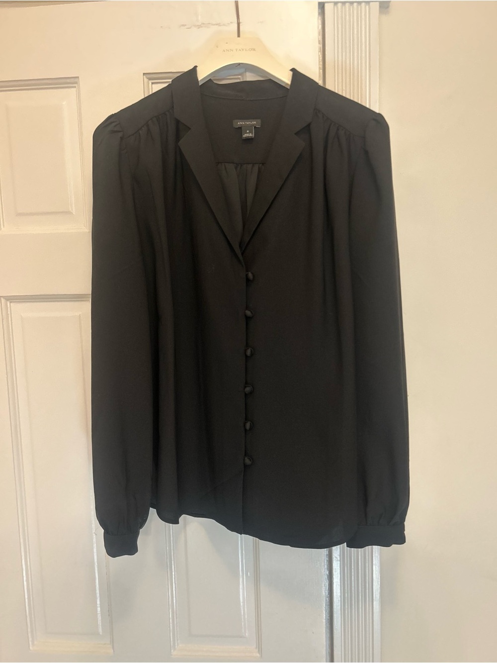 Ann Taylor Black Button-Front Blouse